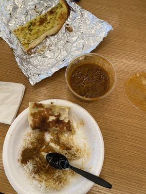 Lamb Curry, Rice, and Naan