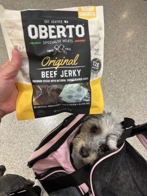 Beef jerky for Havana's snack