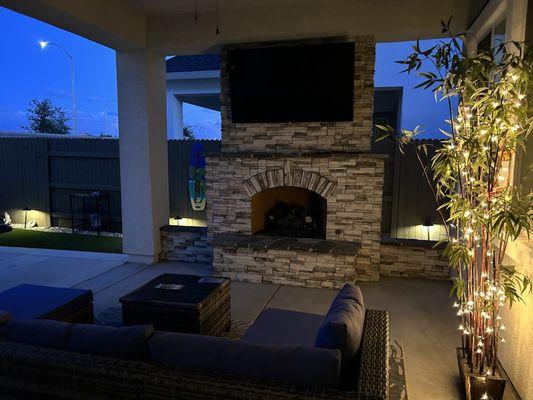 This is the outdoor fireplace that GPT Construction built for me. It is so beautiful. We love it!