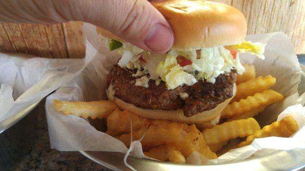 Blue Cheese Burger. Nice thick patty.