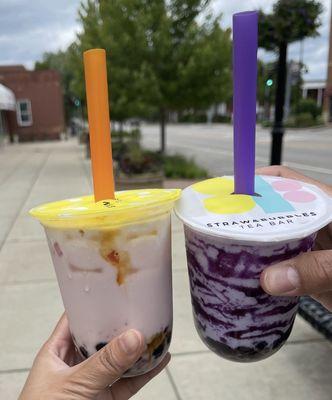 Milk Taro Tea and Strawberry Cream