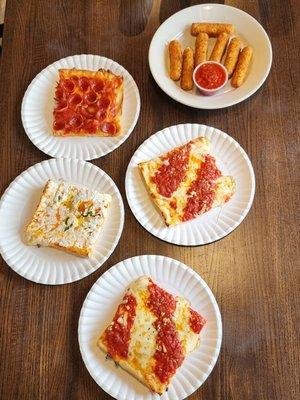 Drunk slice , pepperoni, and grandma slice