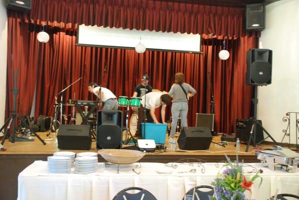 The Decades setting up at the Women's Center