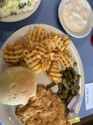 Chicken Fried Chicken with waffle fries