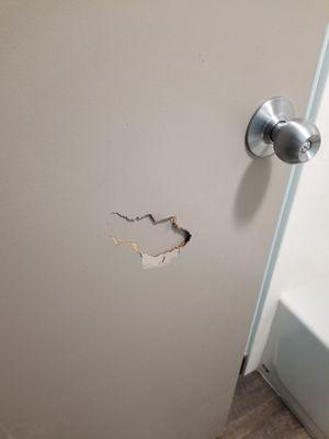 Hole in the bathroom door!