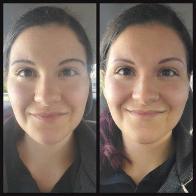 Before and after permanent eyebrow treatment