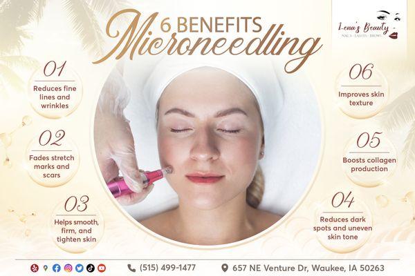 6 BENEFITS OF MICRONEEDLING THAT WILL LEVEL UP YOUR SKIN
 Reduces fine lines and wrinkles
 Fades stretch marks and scars