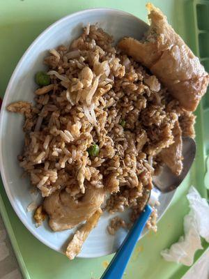 Fried rice chicken and egg roll