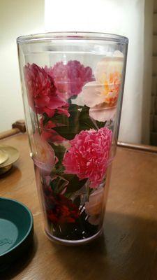 Peonies from Heaven with dark green lid- 24 oz. Tumbler