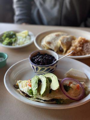 Veggie Omelette breakfast Barbacoa Taco plate