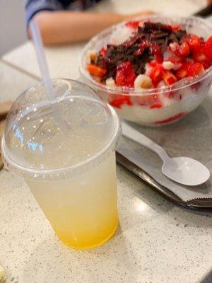 Lemon Iced-ade & Strawberry Bingsu