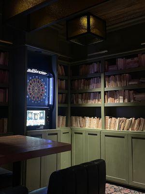 Darts and bookshelves