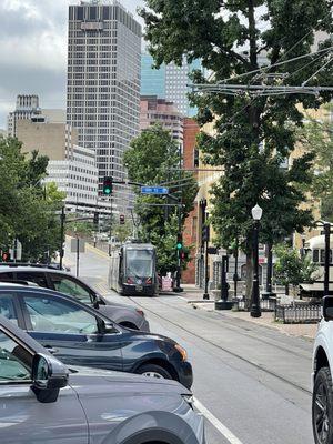 Streetcar passes right by