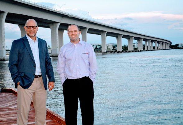 Mike Borlaug and Mike Fowler at the Stuart Bridge