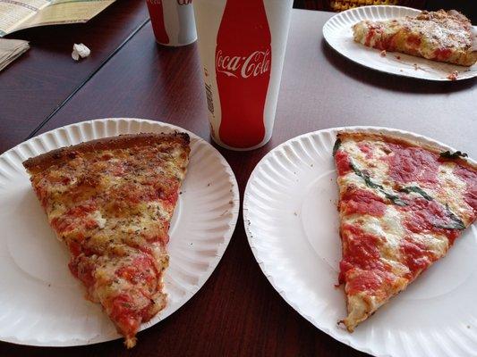 (L to R) Brooklyn slice Margarita slice.