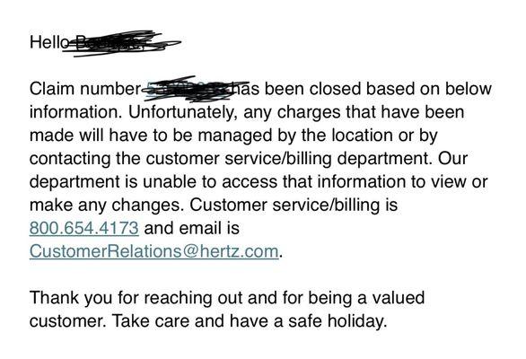 Claim denied they tried to make saying I crashed the car