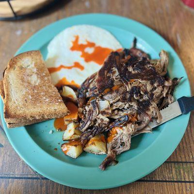 brisket, eggs, potatoes + Gf toast