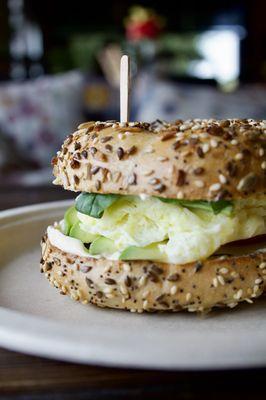 Garden avocado egg bagel