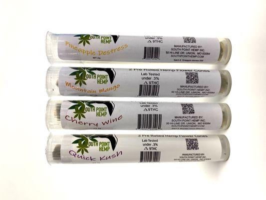 2, 1 Gram Pre Rolls of smokable Full Spectrum CBD. Available in four strains.