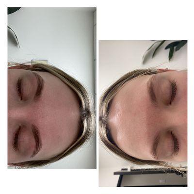 Before and after of the new brow tint service! Creates fuller and more put together brows. Brow and tint special for $30!