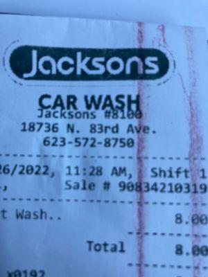 Car wash Receipt.