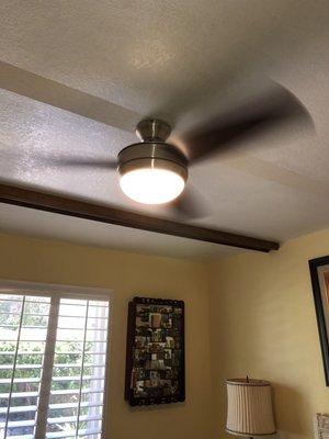 Newly installed ceiling fan