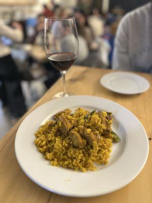 Paella with pork and chicken