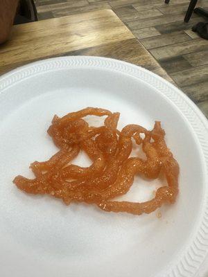 The Jalebi she brought us for no charge and no request.