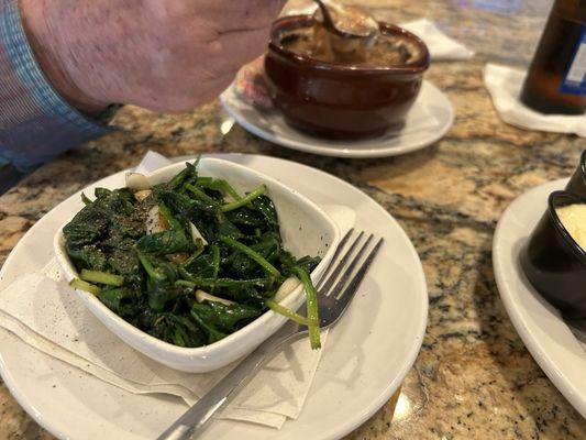 Sautéed spinach, French Onion Bowl