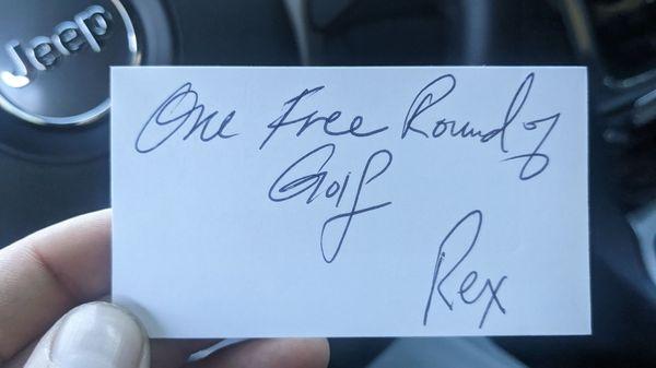 Rex the owner so nice cheering me on and offering a free round!