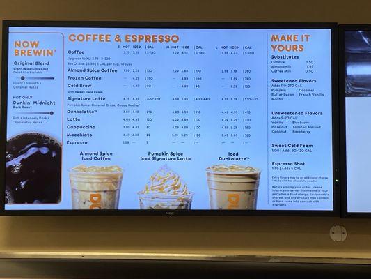 Coffee Menu