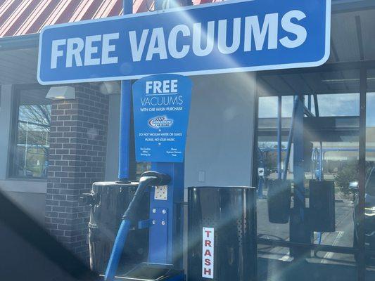 Free vacuums when purchase a wash