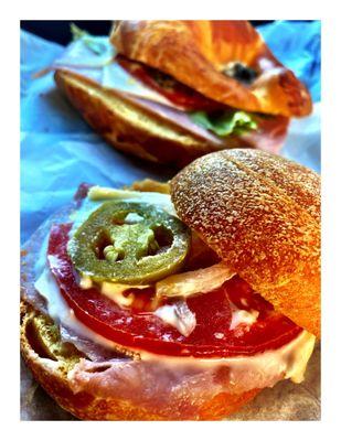 Amazing Fresh Two Bits Sliders & Croissant!(Mayo Ham Tomato Cheese Onion & The Jalapeño)! Simply Perfect Grab to Go QuickSnack !