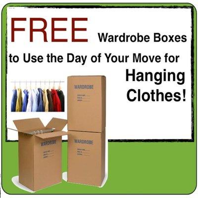 We provide free use of Wardrobe boxes and moving blankets , at the day of the move # moving