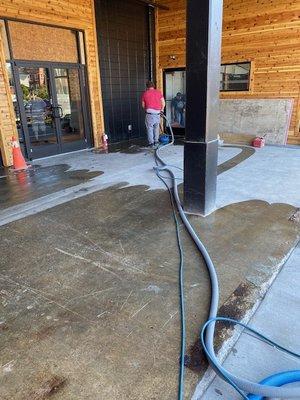 Concrete floor cleaning available for indoor/outdoor spaces.