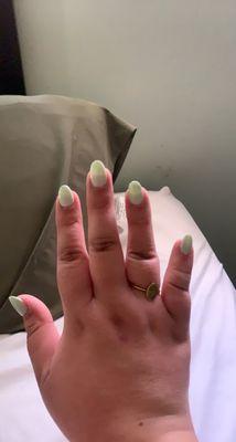 Light green oval shaped nails