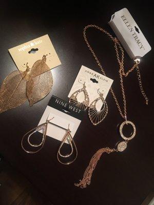 Rose gold & gold fashion jewelry selections Earrings $5.99 necklace $7.99