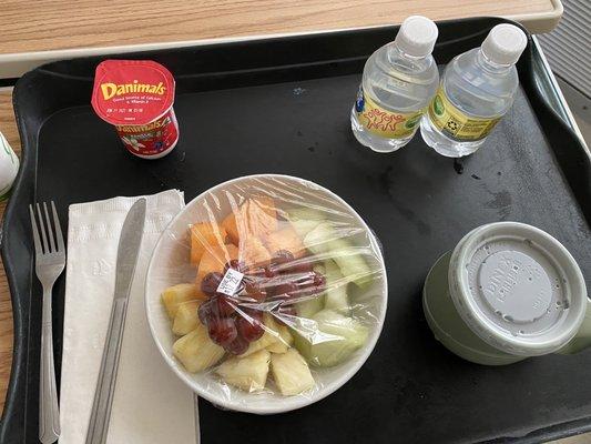 Yogurt without a spoon, warm water without a tea bag.  How sanitary is this tray?