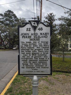 John and Mary Perry Cleland House Historical Marker, 405 Front St, Georgetown