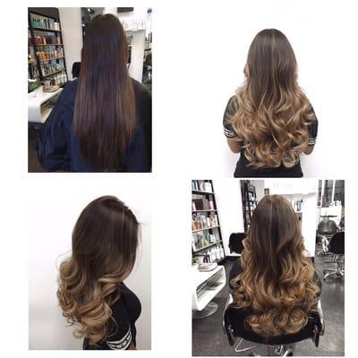 Beautiful ombré, cut and style with big loose curls