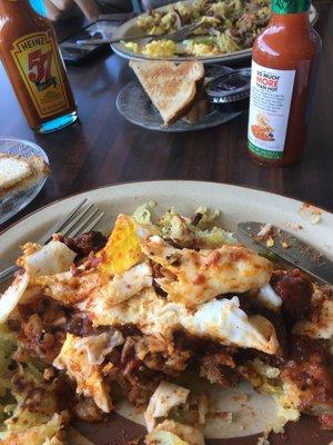 Solid greasy spoon diner breakfast - I did the chili and hash browns dish. The chili seemed to be brisket chili, and it was delicious.