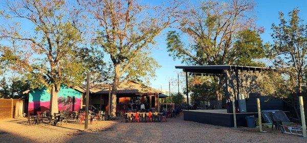 Back yard with outdoor music stage and tons of space/seating