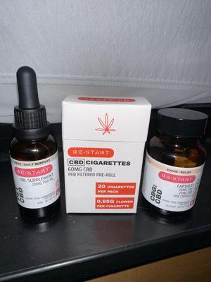 Pet CBD, CBD cigarettes, CBD and CBG capsules.