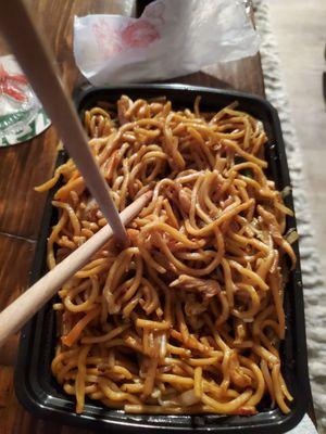 Spicy chicken lo mein. PRO chopsticks not included.