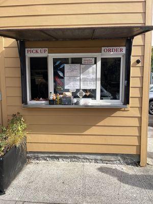 Front window to pick up and place your order.