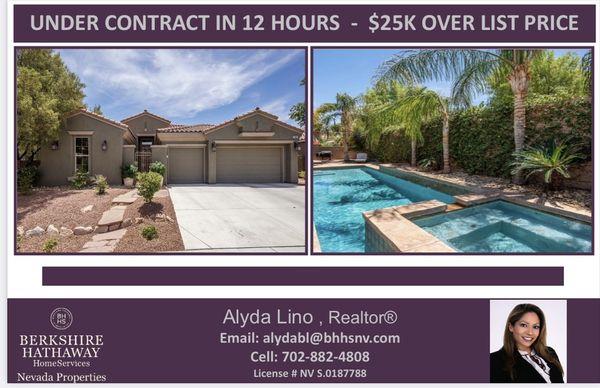 Under contract in 12 hours for $25,000 over list price!