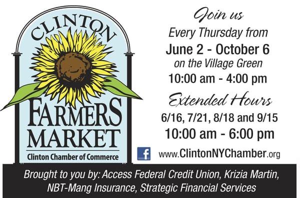 2016 Clinton Farmers Market Hours