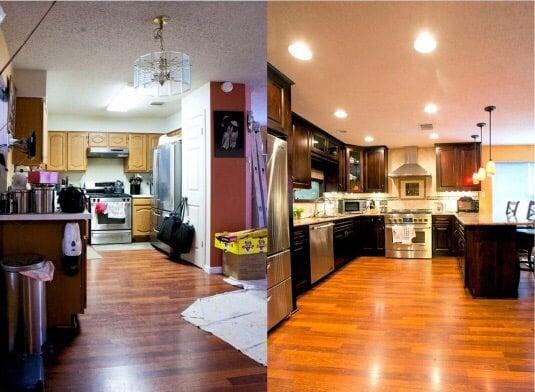 Before and after kitchen remodel