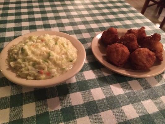 Slaw and hush puppies