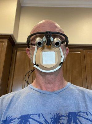 Dr. Moranda with his first 3d  printed mask.